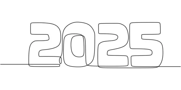 2025 yılına ait kesintisiz çizgiler. Minimalist tasarım yeni bir başlangıç ve yeni fırsatları temsil ediyor. Yeni yıl kutlamaları için elle çizilmiş illüstrasyon.