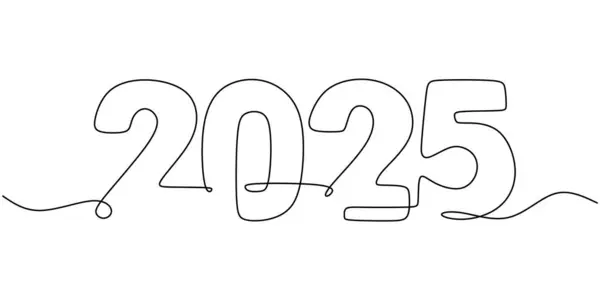 Yıl 2025 'i gösteren kesintisiz çizgiler. Gelecek yıl için umut ve umutları sembolize ediyor. Yıllık kutlama temaları için elle çizilmiş illüstrasyon.