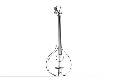 Yunanistan 'ın geleneksel müzik enstrümanını temsil eden bir Bouzouki' nin minimalist sürekli çizimi.