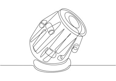 Bir Tabla 'nın sürekli çizimi, Hindistan' dan geleneksel müzik aletini minimalist bir tarzda sergiliyor..