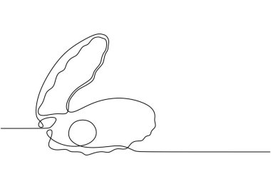 Continuous single line drawing of a pearl oyster. Represents the marine life in a minimalist vector art style. clipart