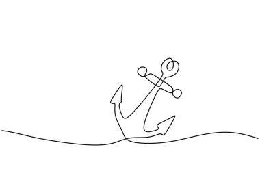 Çapanın sürekli bir çizgisi. Denizcilik sembolünün minimalist vektör çizimi.