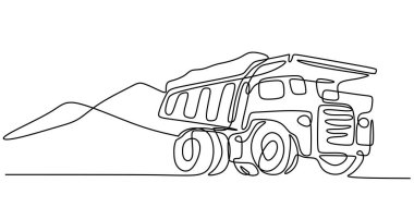 Büyük bir çöp kamyonunun vektör çizimi. Büyük bir inşaat aracının basit ve temiz tasviri.