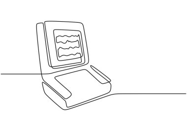 Elektrokardiyogram EKG veya EKG makinesi sürekli çizgi çizimi. Sağlık sigortası konsepti. Beyaz arkaplanda izole edilmiş vektör illüstrasyon minimalisti.