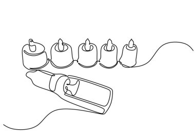 cupping aracı aralıksız çizgi çizimi. Sağlık sigortası konsepti. Beyaz arkaplanda izole edilmiş vektör illüstrasyon minimalisti.