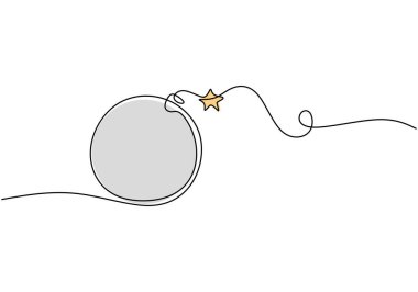 Dinamit bombası kesintisiz bir çizgi çiziyor. Parti konsepti. Beyaz arkaplanda izole edilmiş vektör illüstrasyon minimalisti.