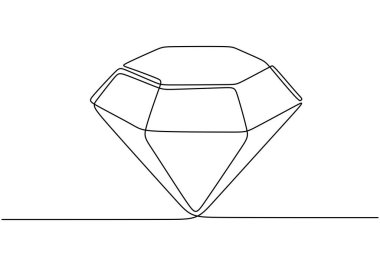Elmas bir çizgi çiziyor. Güzellik ve moda konsepti. Beyaz arkaplanda izole edilmiş vektör illüstrasyon minimalisti.