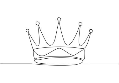 Royal Crown kesintisiz bir çizgi çiziyor. Güzellik ve moda konsepti. Beyaz arkaplanda izole edilmiş vektör illüstrasyon minimalisti.