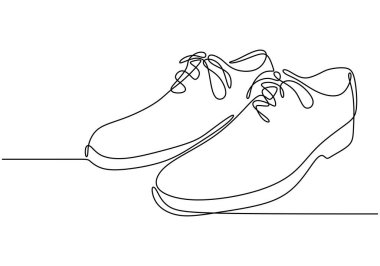 Mokasen ayakkabılar sürekli bir çizgi çiziyor. Güzellik ve moda konsepti. Beyaz arkaplanda izole edilmiş vektör illüstrasyon minimalisti.