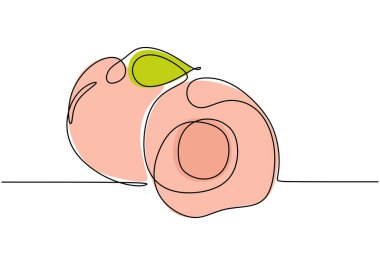 Şeftali aralıksız bir çizgi çizer. Sağlıklı gıda meyve konsepti. Beyaz arkaplanda izole edilmiş vektör illüstrasyon minimalisti.