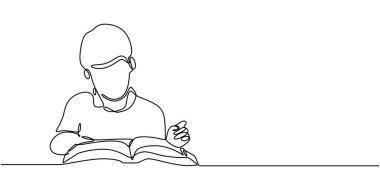 Çalışan çocuk sürekli tek bir çizgi çizerek tasvir edilir. Eğitim kavramı gençlikte öğrenmenin önemini vurguluyor.