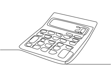 Sürekli bir çizgi çizen bir hesap makinesi. Matematik ve hesaplamalar için eğitim kavramı.