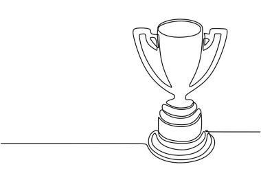 Trophy in continuous one line drawing. Award and winner competition concept symbolizing achievement and recognition. clipart