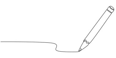 Tek satır halinde çizilmiş kalem çizimi. Yazarlık ve yaratıcılık için eğitim kavramı.