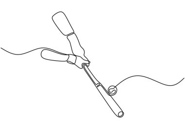 Beyzbol sopası topa vurur ve tek çizgi çizerek çizer. Bir beyzbol maçının dinamiklerini gösteren spor aktivitesi konsepti.