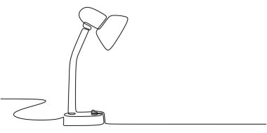 Masa lambasını sürekli tek çizgi çizerek incele. Aydınlanma ve öğrenim alanını temsil eden eğitim sembolü kavramı.