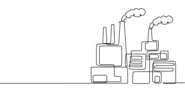 Factory or industrial plant in continuous one line drawing. Simple design representing modern architecture in the industry. clipart