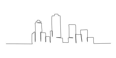 Skyscraper building in continuous one line drawing. Modern architecture design for urban buildings. clipart