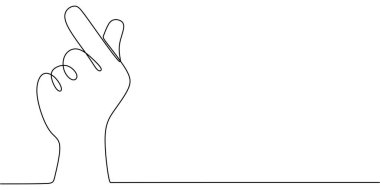 Eller Kore 'nin aşk işaretini tek bir çizgi üzerinde çizerken resmedilmiş. Jest konsepti. Minimalist el yapımı illüstrasyon.