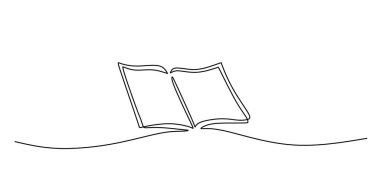 Açılmış Kur 'an Kitabı: Minimalist El Çizimi Tasarımı Din Konsepti Sürekli Çizim.