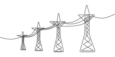 Asılı Elektrik Kabloları: Modern Yaşamı Destekleyen Enerji Dağıtımı Çizimi Aralıksız Tek Hat.