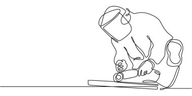 Workers in Safety Gear: Continuous One Line Drawing Highlighting Occupational Safety in Construction and Manufacturing Industries. clipart