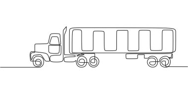 Truck Transporting Containers: Continuous One Line Drawing Illustrating International Trade and Transportation Concepts. clipart