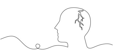 Kırık bir insan yüzünün aralıksız çizimi, iç psikolojik çatışmayı ya da travmayı temsil ediyor..