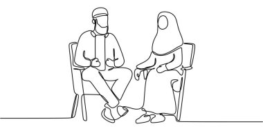 İslamcı bir çiftin oturup konuşma sanatı. Bağlantı, anlayış ve aşkı aralıksız bir çizgi biçimi ile gösterir.