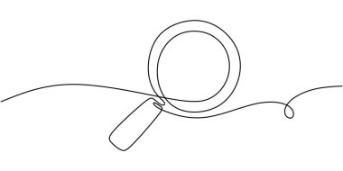 Büyütecin minimalist aralıksız çizgisi sanatı, keşif, araştırma ve klasik dedektif temalarını sembolize eder..