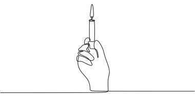 El ele tutuşup duruyoruz. Işığı, rehberliği ve umudu sembolize ediyor. Vektör illüstrasyonu Bir satır sanat minimalisti.