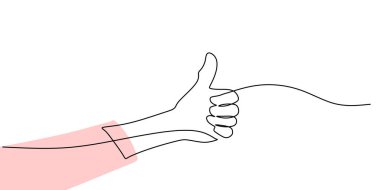 Arm showing thumb up in continuous line drawing. Representing approval, success, and positive affirmation. Vector illustration one line art minimalist. clipart