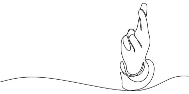 Aralıksız çizgi çizerek parmaklarını çapraz yap. Umut için bir metafor, şans dileme ve olumlu bir sonuç beklentisi. Vektör illüstrasyonu Bir satır sanat minimalisti.