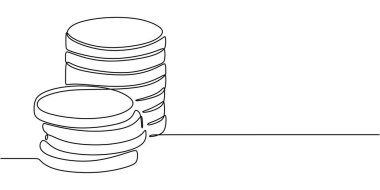 Coin Stack continuous line drawing. Finance, business, and banking concept. Minimalist one line art illustration. clipart