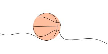Basketbol aralıksız çizim yapıyor. Spor, rekabet ve eğlenceyi temsil eden minimalist tasarım. Vektör illüstrasyon eli çizildi.