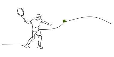 Ağırlık kaldıran bir haltercinin sürekli bir çizgi çizimi. Disiplin, eğitim ve performansın doruk noktası. Vektör illüstrasyon eli çizildi.