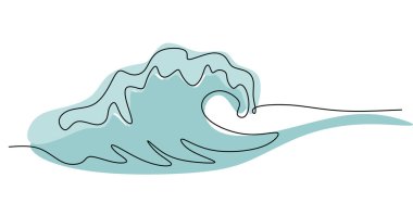 Devamlı büyük bir okyanus dalgası çizimi. Hareket, macera ve sörf sembolü. Vektör illüstrasyon eli çizildi.