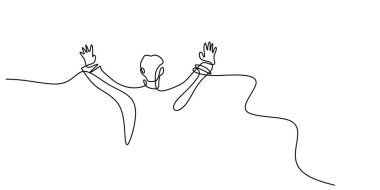 Devamlı Tek Hat Gücü çizimi. Dayanıklılık ve cesareti temsil ediyor. Vektör illüstrasyon eli çizildi.