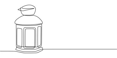 Aralıksız Fener çizimi. Basit cam ve saplı tasarım ile aydınlatma. Vektör illüstrasyon eli çizildi.