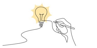 El 'in ampullü bir kalemi tutarken çizdiği bir çizgi. Yaratıcılığı ve yazmayı temsil ediyor. Vektör illüstrasyon eli çizildi.