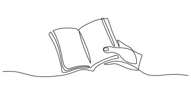 El 'in kitap tutarken çizdiği bir çizgi. Eğitim ve bilgiyi temsil ediyor. Vektör illüstrasyon eli çizildi.