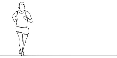 Aralıksız Çizgi Sanat Koşucusu. Spor Fitness Teması Minimum Vektör Tasarımı İllüstrasyonu.