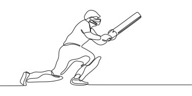 Bir Satır Minimalist Vektör Çizim Softball Oyuncusu Action Man Holding Bat 'de. Spor Etkinliği Vektörü.
