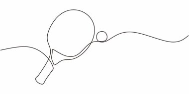 Aralıksız Art Ping Pong Raket Topu. Masa Tenisi Oyunu Vektör Simgesi.