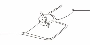 Aralıksız Tek Satır Kalem El Yazı Kağıdı Çizimi. Üretkenlik Tema Vektörü.