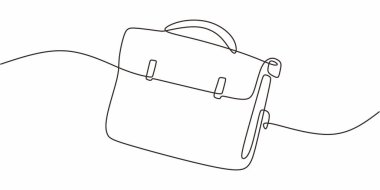 Bir Çizgi Vektör Sanat Evrak Çantası. İş Profesyonelliği Kavramının Grafiği.