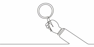 Bir Çizgili El Büyüteci. Araştırma Analizi Kavram Vektörü.