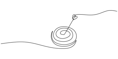 Minimalist Tek Çizgili Sanat Oku Hedefi. Başarı Hedef Ayarlama Sembol Vektörü.