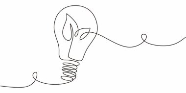 Ampulün İçinde Minimalist Vektör Sanat Bitkisi. Yenilenebilir Enerji Büyümesi Sürdürülebilirlik Bir Çizgi Çizimi.