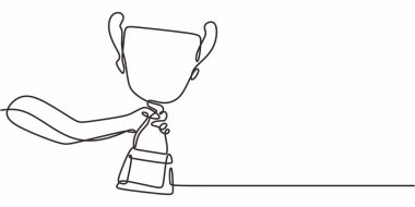 Aralıksız Tek Hat Sanat Elleri Hatıra Sembolü. Başarı ödülü kazanan minimalist vektör illüstrasyon sanatı.